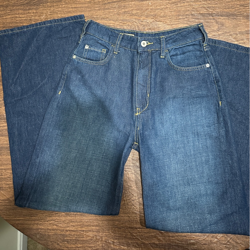 Anthropologie Pilcro The Annie Dark Blue Wide Leg Jeans - Size 25 - Picture 12 of 15